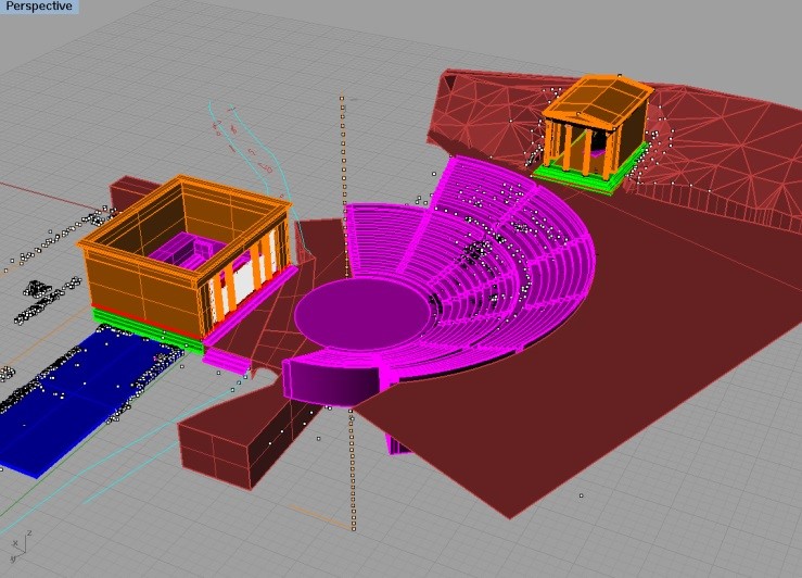 AutoCAD drawing of the Altar Court, Theater, and Nike Precinct